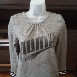 Puma light gray sweater with gold Puma logo size L